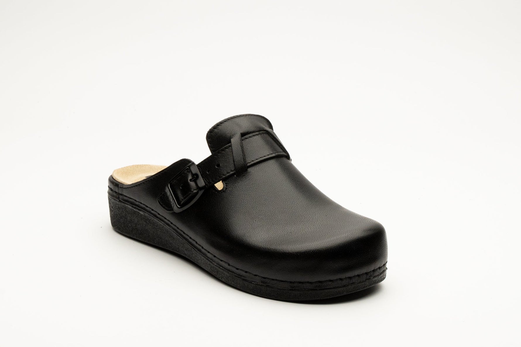 Nora I by LEON – Women’s Leather Clog- Removable Gel Insole & Adjustable Buckle