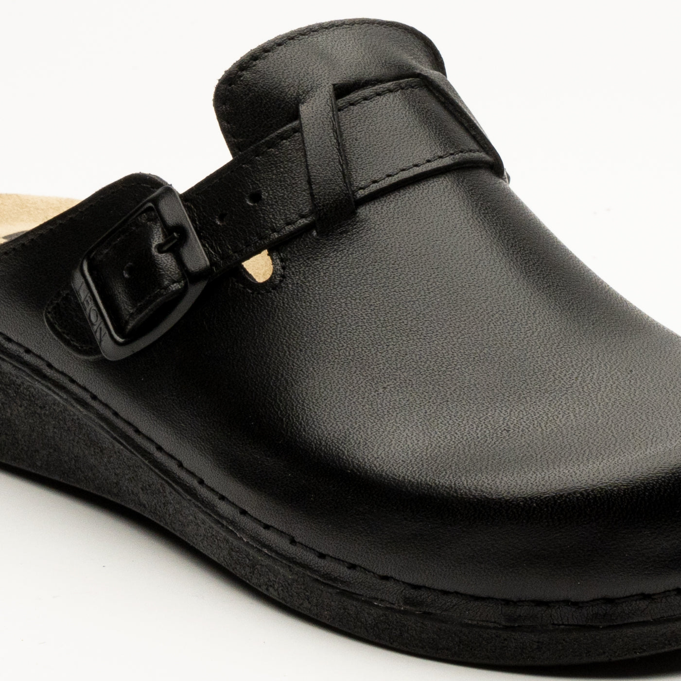 Nora I by LEON – Women’s Leather Clog- Removable Gel Insole & Adjustable Buckle