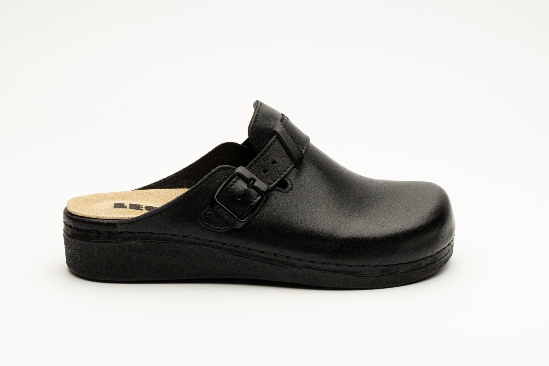 Nora I by LEON – Women’s Leather Clog- Removable Gel Insole & Adjustable Buckle