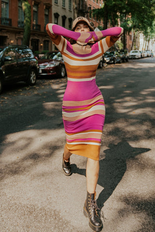 EVENING OF ELEGANCE SWEATER MIDI DRESS - By Baano