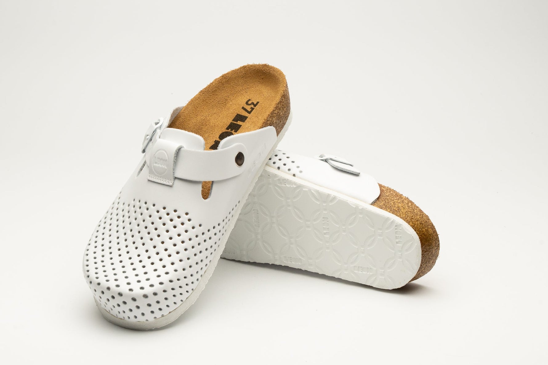 Edita by LEON– Women’s Leather Clog- Orthopedic Cork-style Clog with Adjustable Buckle