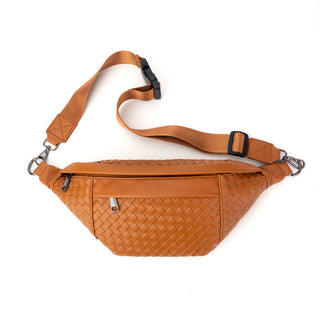 The Riley | Woven Leather Sling Bag - By Baano