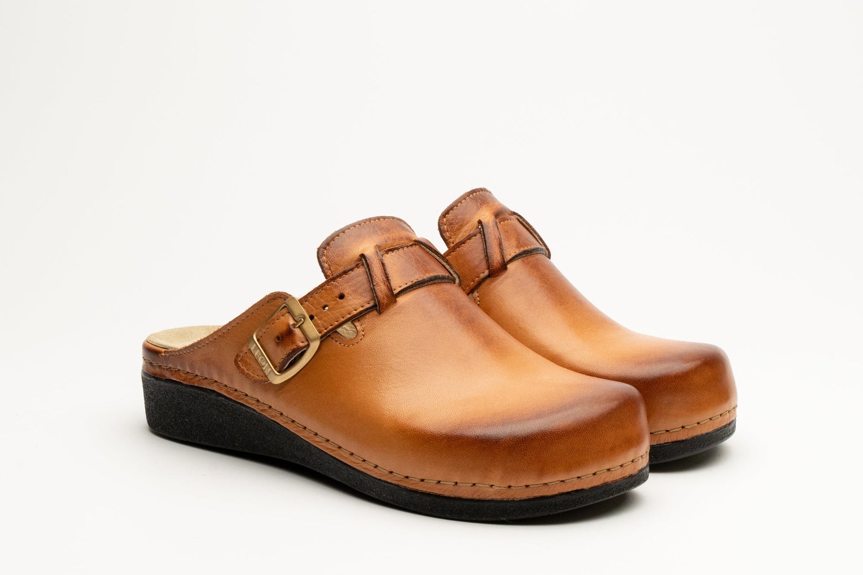 Nora I by LEON – Women’s Leather Clog- Removable Gel Insole & Adjustable Buckle