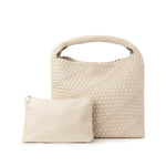 The Willow | Large Woven Vegan Leather Tote - Ivory