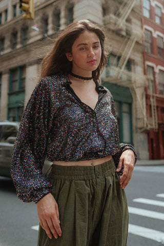 FREEDOM CALLS SEQUIN TOP - By Baano