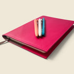 Refillable A5 Leather Notebook Cover – Pink