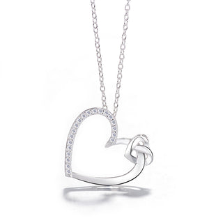 Sterling Silver Heart Necklace with Genuine Crystals