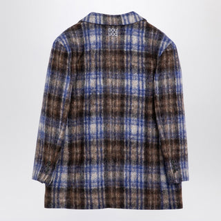 Grey/blue Wool Blend Checked Coat