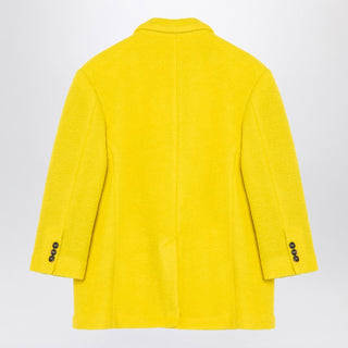 Yellow Single-breasted Coat In Wool Blend - By Baano