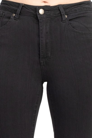 Velvet Heart Mid Waist Skinny Jeans Stretch Button & Zipper Fly Closure Denim Pants with Pockets - By Baano