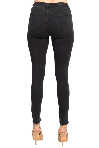 Velvet Heart Mid Waist Skinny Jeans Stretch Button & Zipper Fly Closure Denim Pants with Pockets - By Baano