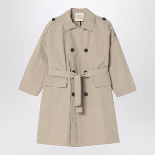 Beige Double-breasted Trench Coat In Nylon - By Baano