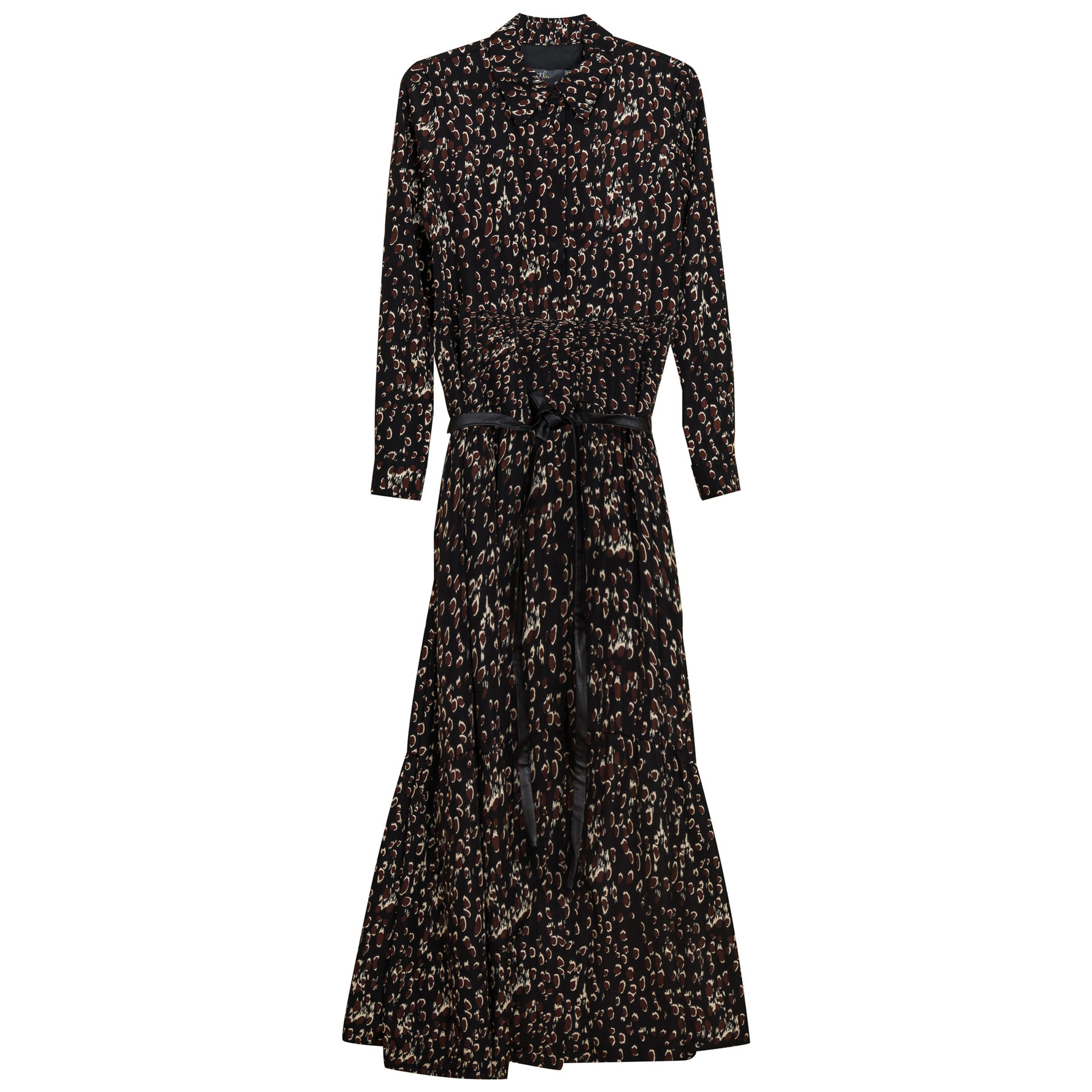 Printed Tiered Dress with Belt