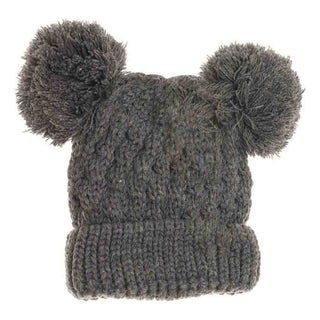 Kids Solid Double Pom C.C Beanies