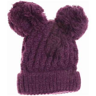Kids Solid Double Pom C.C Beanies