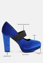 Krause High Block Heel Velvet Pumps London Rag International