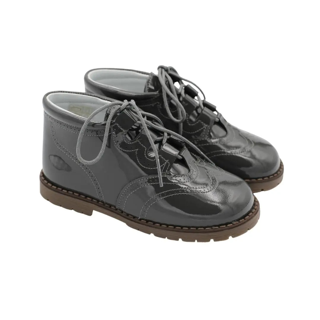 Diego- Grey Patent Leather Boy Dress Boots