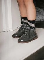 Diego- Grey Patent Leather Boy Dress Boots