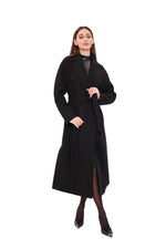 Cambridge Comfort Wraparound Wool Cashmere Coat in Black