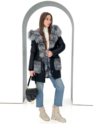 Genuine Silver Fox Fur Rabbit Fur Insulated Parka - By Baano