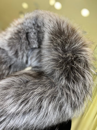 Genuine Silver Fox Fully Lined Hood Rabbit Insulated Parka - By Baano