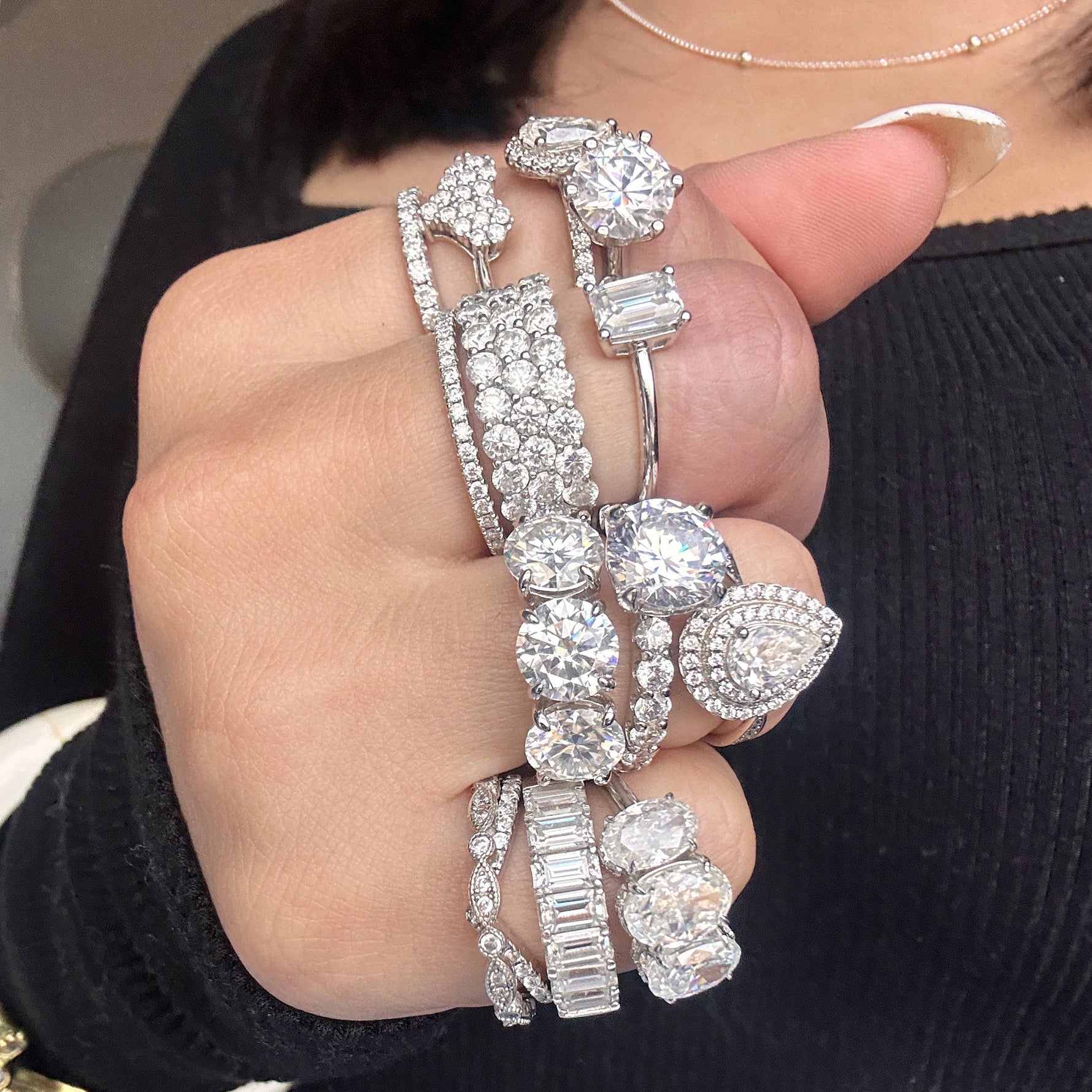 6.0ctw Three Stone Round Cut Moissanite Engagement Ring Ring Deluxe Fine Jewelry