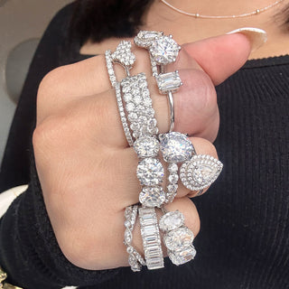 6.0ctw Three Stone Round Cut Moissanite Engagement Ring Ring Deluxe Fine Jewelry