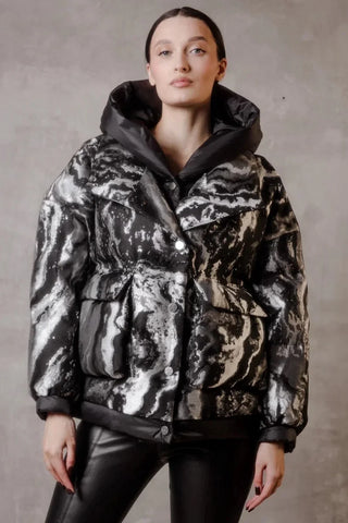 Marble Jacquard Down Fill Coat - By Baano
