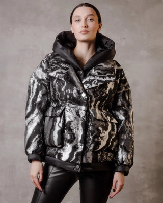 Marble Jacquard Down Fill Coat - By Baano