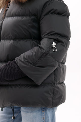 Genuine Fur Trim Down Fill Coat in Black