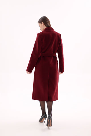 Denise Cashmere Blend Overcoat in Bordeaux