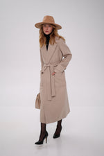 Eliza Classic Cashmere Wool Blend Overcoat in Nude