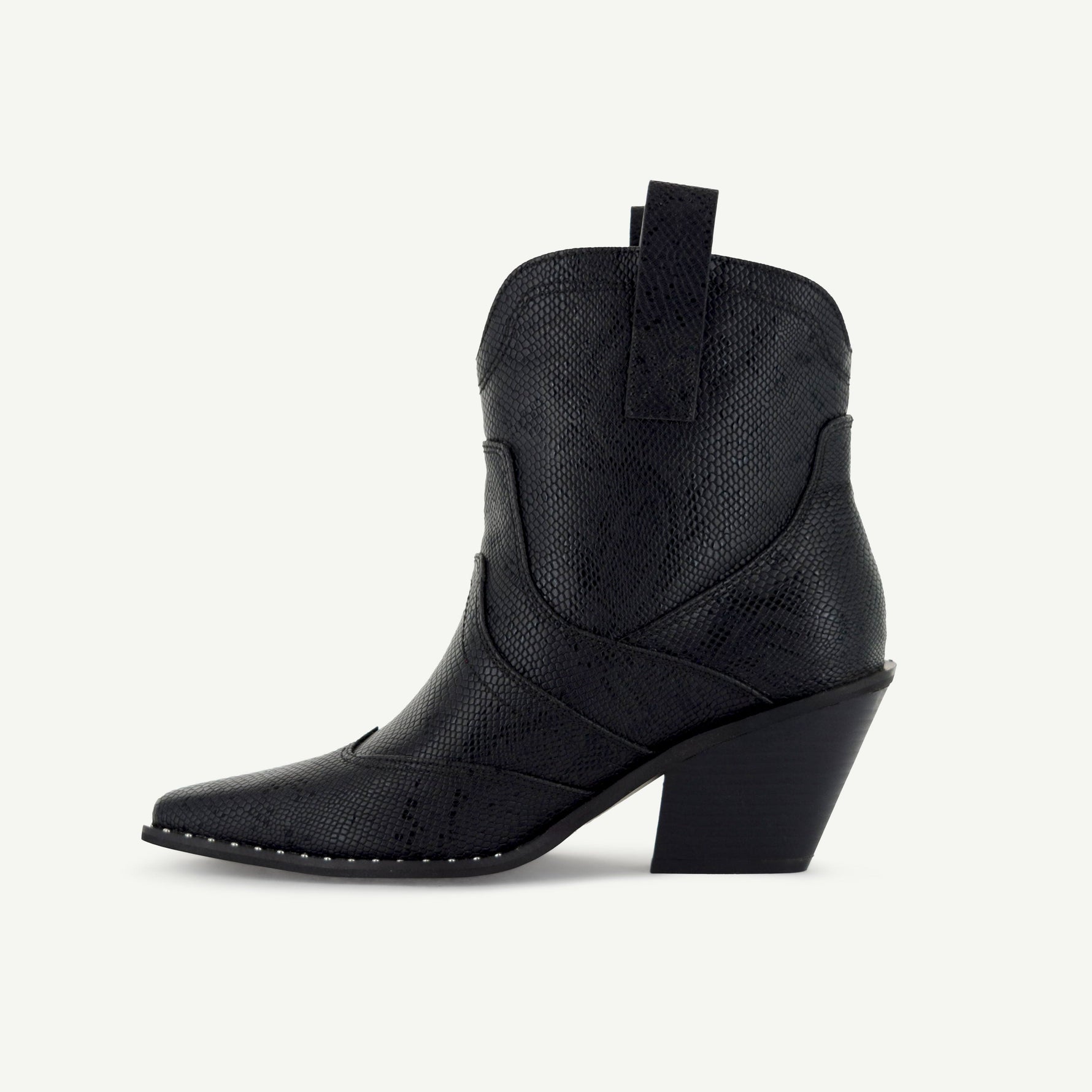 ISABEL: WESTERN BOOTIE - BLACK SNAKE - By Baano