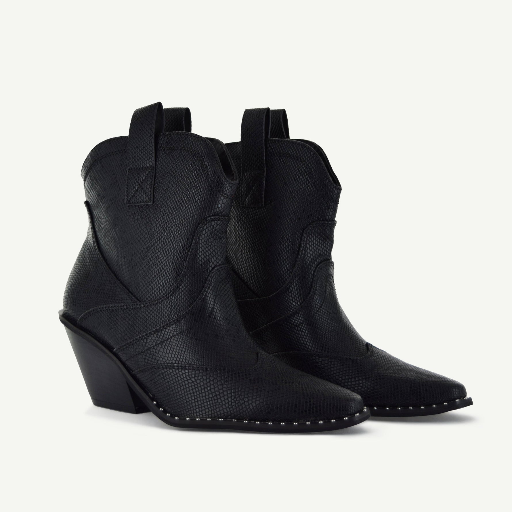 ISABEL: WESTERN BOOTIE - BLACK SNAKE - By Baano