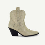 ISABEL: WESTERN BOOTIE - OFF-WHITE SNAKE - By Baano