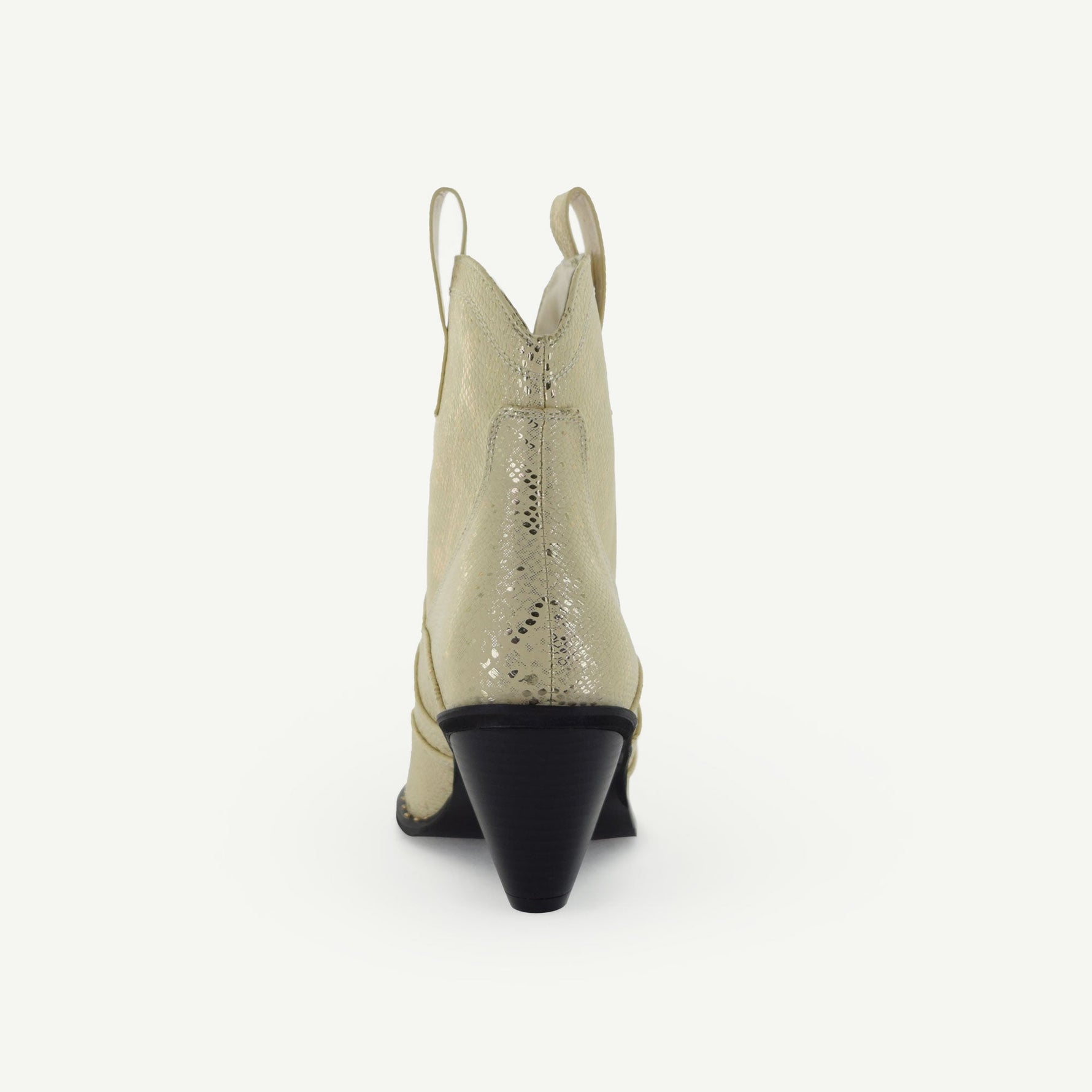 ISABEL: WESTERN BOOTIE - OFF-WHITE SNAKE - By Baano