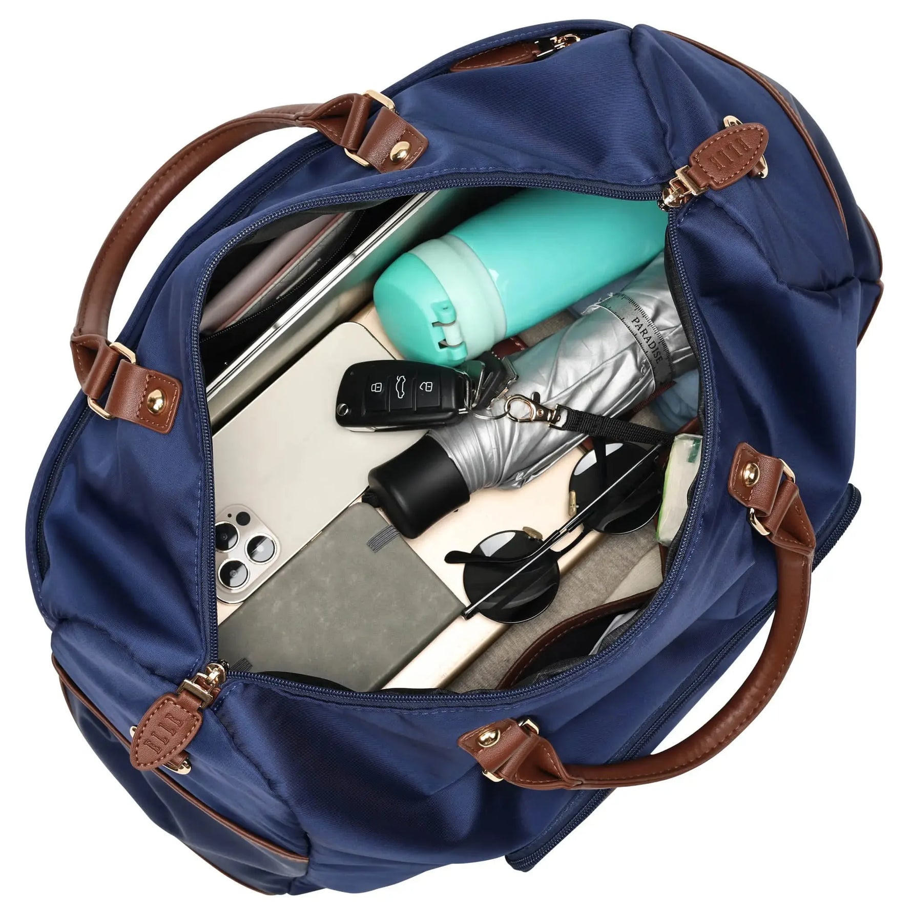 Luxe Journey 30L Twill and Vegan Leather Weekender Duffel Bag - By Baano