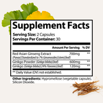 ENERGY: Ginseng + Ginkgo Supplement for Fatigue - By Baano