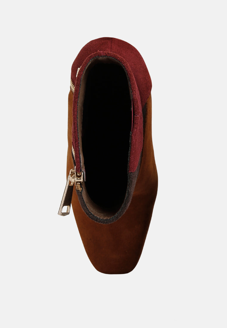 Ezra Patchwork Suede Ankle Boots