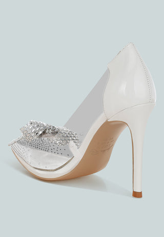 Erika Rhinestones Embellished Clear Pump Shoes
