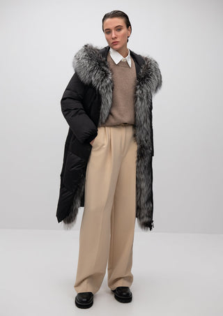 Charlotte Genuine Silver Fox Down Parka - By Baano