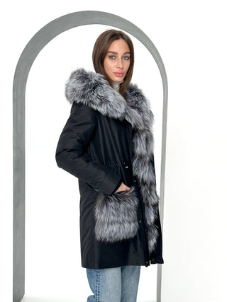 Genuine Silver Fox Fur Rabbit Fur Insulated Parka - By Baano