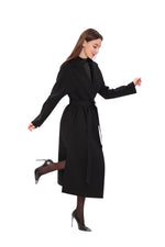 Cambridge Comfort Wraparound Wool Cashmere Coat in Black