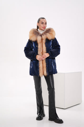 Genuine Red Fox Premium Down Fill Vinyl Parka - By Baano