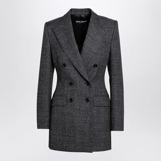 Anthracite Grey Tweed Double-breasted Jacket