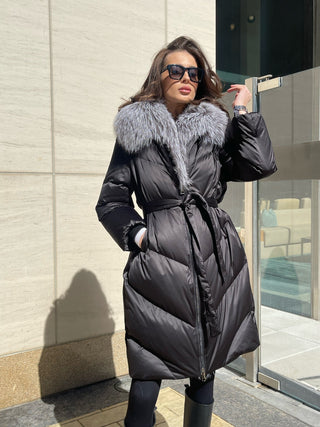 Amandine Genuine Silver Fox Down Parka - By Baano