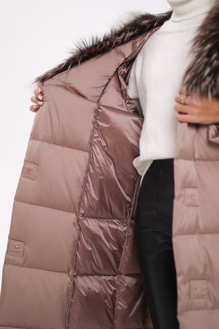 Rei Silver Fox Fully Lined Hood Down Coat in Blush - By Baano