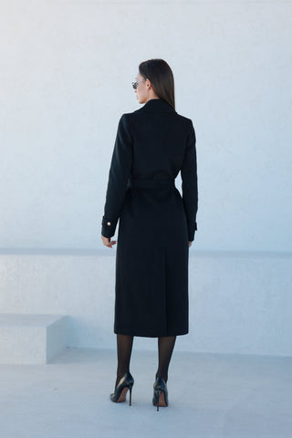 Alaska Classic Cashmere Blend Overcoat in Black