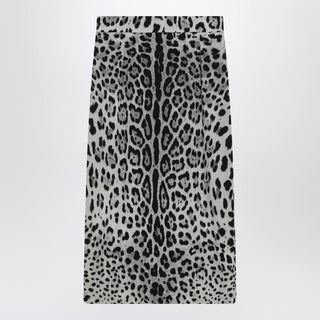 Leopard Print Silk Pencil Skirt