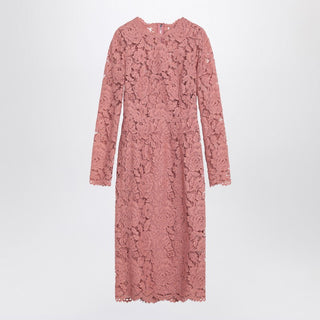 Pink Lace Tube Longuette Dress